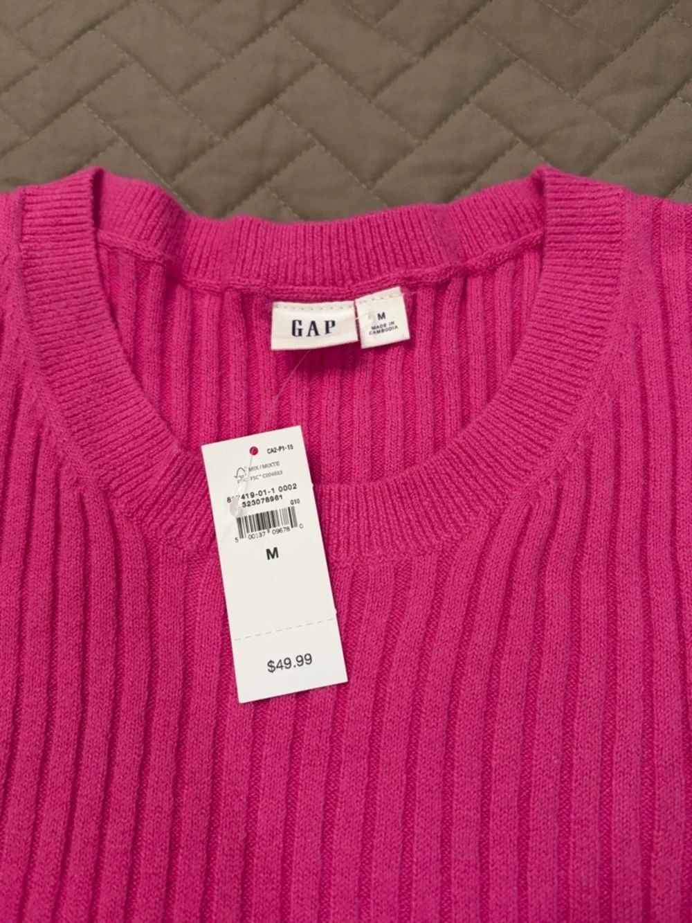 GAP Phoebe Pink CashSoft Ribbed Crewneck T-Shirt/NWT/M